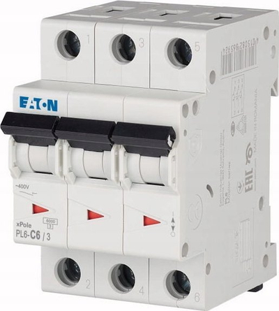 Automatik mbrojtës F&amp;F PL6-C6/3, 3P, 6A 6kA, AC