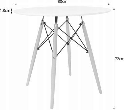 Set tavoline me karrige OSKAR Round Table Todi 80cm, 4 karrige MARK, e zezë