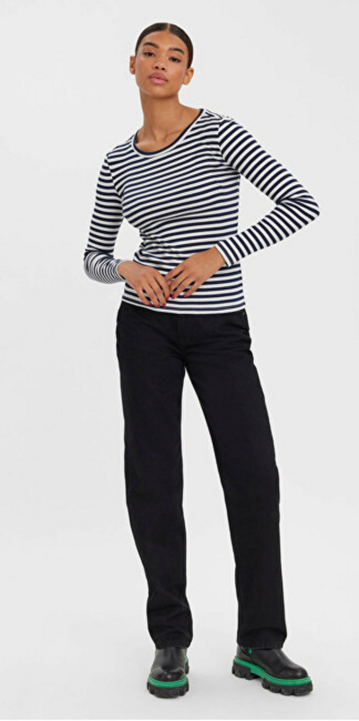 Bluzë Vero Moda VMNATASHA Slim Fit, bardhё/ kaltёr