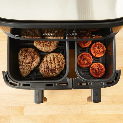 Fritezë me ajër të nxehtë Tefal EY905B10 Dual Easy Fry and Grill, 8.3L, digjitale, gri e zezë