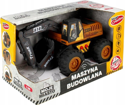 Lodër ekskavator Mega Creative 520397, me zë e drita, funksion pull back, shumëngjyrësh