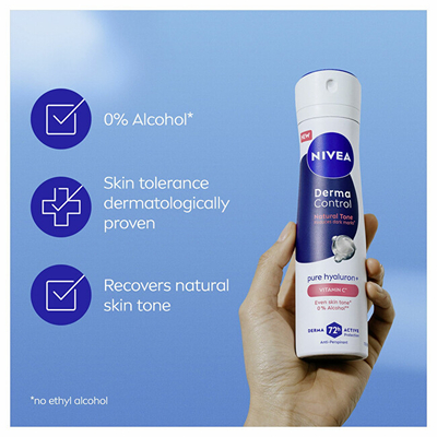 Antiperspirant sprej për goca Nivea Derma Control Natural Tone, 150 ml