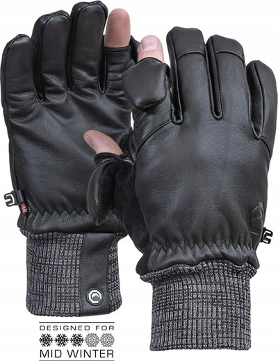 Doreza fotografike Vallerret Hatchet Leather, lëkurë, merino, të zeza XL