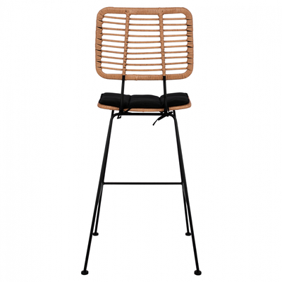 Stol bar Allegra HM5455, metal dhe wicker, 46.5x55x117.5 cm, bezhë