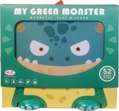 Lojë me magnet Swede My Green Monster, 52 magnetë, 3 lojëra, shumëngjyrëshe