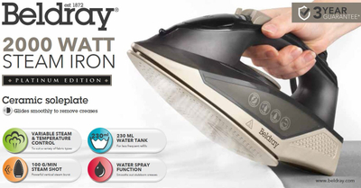 Hekur Beldray Iron 2000W, 230ml, taban qeramik, blu