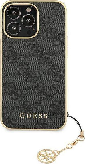 Futlle telefoni Guess 4G Charms për iPhone 13 Pro Max 6.7", me varese zbukuruese, gri me të artë