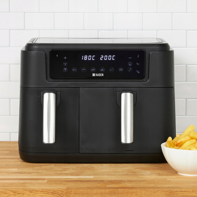 Fritezë me ajër Haden Air Fryer 9.5L, 2 kosha, ekran LED, e zezë