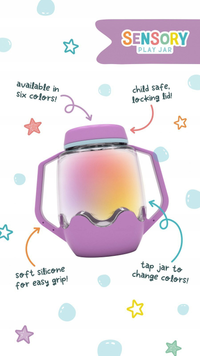 Kavanoz loje shqisore Glo Pals Sensory Play Jar, me drita LED, lejla