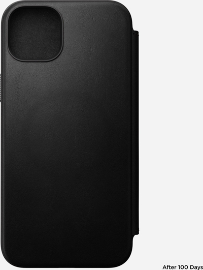 Këllëf folio Nomad Modern Leather, për iPhone 15 Plus, lëkurë natyrale, i zi