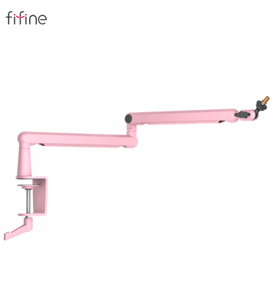 Stativ tavoline për mikrofon Fifine BM88, krah metalik që rregullohet, mban deri 1.5 kg, rozë
