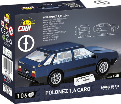Set ndërtimi Cobi Youngtimer Collection Polonez 1.6 Caro 24589, model klasik, për koleksionistë, shumëngjyrësh