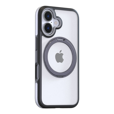 Mbulesë telefoni Torras Ostand R Fusion për iPhone 16, unazë Ostand, transparente, e zezë