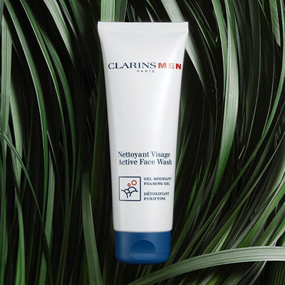 Xhel pastrues fytyre Clarins Men Active Face Wash, për meshkuj, 125ml, i bardhë