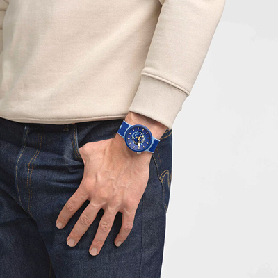 Orë dore për meshkuj SWATCH Big Bold Bouncing Blue SB05N105, e kaltër