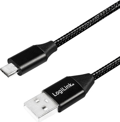 Kabllo LogiLink USB-A - microUSB, 1m, e zezë