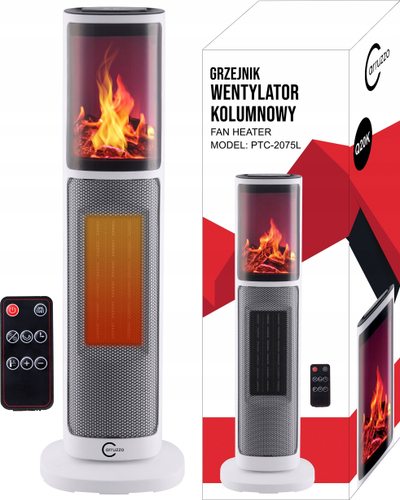 Ngrohës kolonë me ventilator Carruzzo PTC-2075L, 2000W, me pult, i bardhë