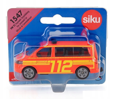 Maket veture lodër SIKU VW T5 Fire Command, metal, shkallë 1:64, i kuq