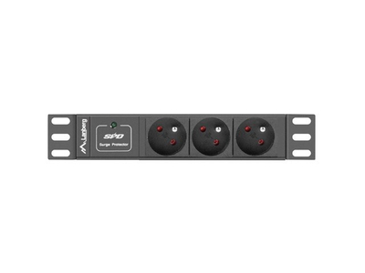 Panel rryme PDU Lanberg PDU-03E-0200-IEC-BK, 10" 1U, 3x 230V, kabllo 2m, i zi