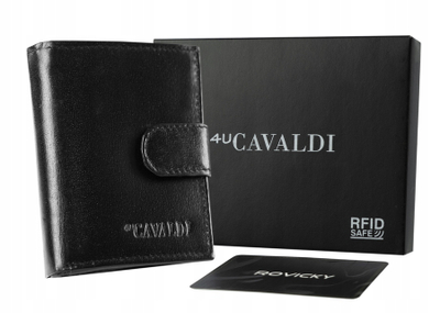 Машки кожен паричник 4U Cavaldi, средна големина, RFID, црн