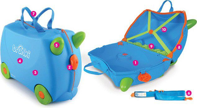 Valixhe për kalamajt Trunki Ride-On Terrance TRU0006, 18L, me rrota, blu