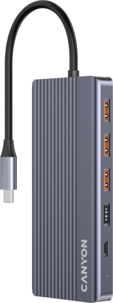 Hub USB Canyon DS-16 13in1, 4K, PD 100W, gri