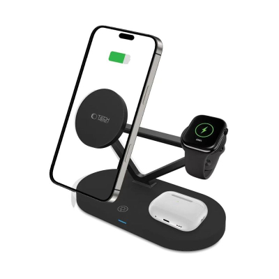 Karikues wireless 3 në 1 Tech-Protect QI15W-A41, 15W, MagSafe, i zi