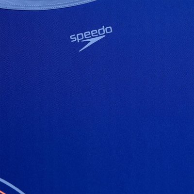 Kostum noti për goca Speedo Girls Plastisol Muscleback, me rripa të hollë, që s’e ha klori, blu