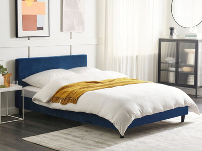 Shtrat Beliani Fitou Velvet, 140 x 200 cm, dopio, blu e errët