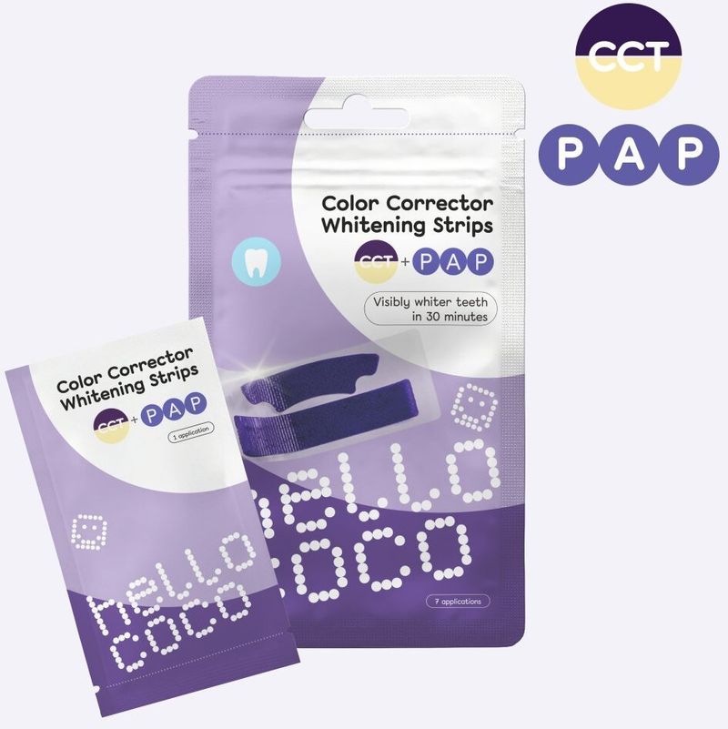 Shirita zbardhuese Hello Coco Whitening Strips, PAP, 14 copë, vjollcë