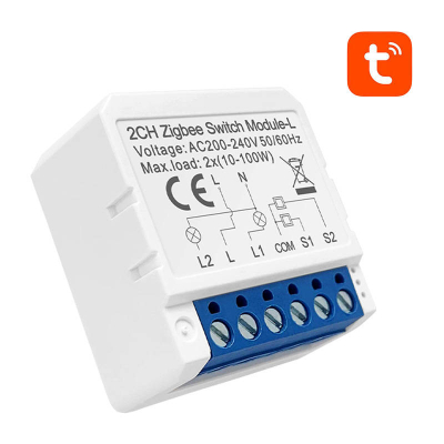 Modul çelësi smart Avatto ZigBee 2CH, pa tel neutral, për Tuya, i bardhë