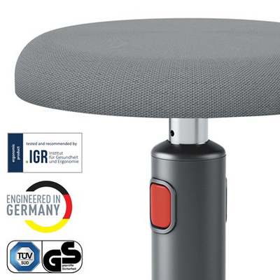 Stol ergonomik Leitz Ergo Cosy Active Sit-stand, i rregullueshëm, gri velvet