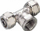Nyje pex al pex T krom, 3/4" x 20 x 20, dalje femër