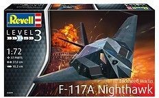 Сет модел авион Revell Lockheed F-117 Nighthawk, детална површина, бомби со ласер, црн