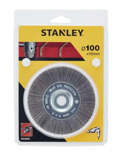 Furçë rrethore me teli Stanley STA36095, 100x10mm, bosht 6mm, çelik