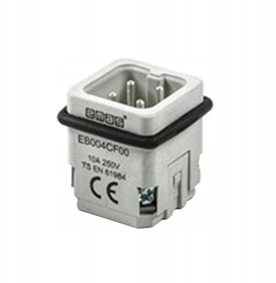 Insert mashkullor EMAS T0-EB004CF00, 3 pin + PE, 10A 250V, gri