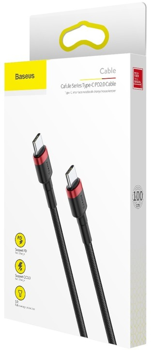 Kabllo Baseus Series USB-C PD2.0 60W Flash Charge (20V 3A), 1m, e zezë/kuqe
