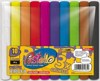 Letër krep Pastello Mini Premium, set 10 ngjyra, 125x2000 mm, shumëngjyrëshe