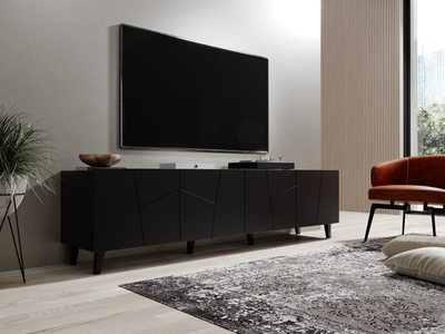 Komodë TV Cama Meble Etna, 200x42x52 cm, e zezë mat