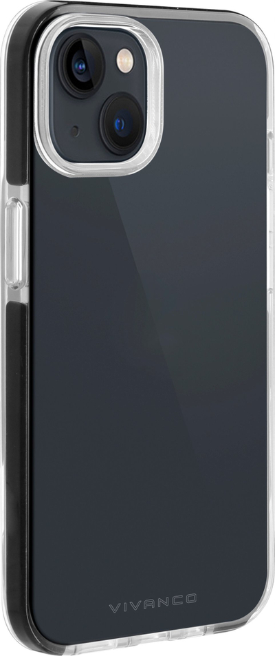 Këllëf telefoni Vivanco Rock Solid për iPhone 14, mbrojtës, transparent me të zezë