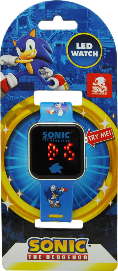 Orë dixhitale për kalamaj Sonic The Hedgehog, LED, me rrip gome, blu