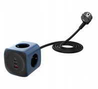 Prizë kube Beline Cellline 6in1, 2500W, karikues USB 65W, blu