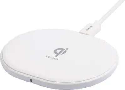 Karikues wireless Deltaco 10W, Qi, USB C, i bardhë
