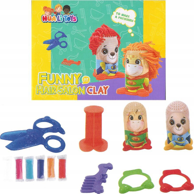 Set lodër plastelinë Hua Li Toys Funny Hair Salon, 6 ngjyra, aksesorë parukerie, shumëngjyrësh