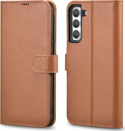 Mbulesë portofol iCarer Haitang për Samsung Galaxy S22 Plus, lëkurë, kafe