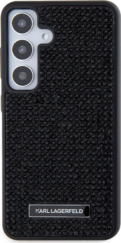 Mbulesë telefoni Karl Lagerfeld Rhinestone Metal Logo për Samsung Galaxy S24+, TPU PC, e zezë