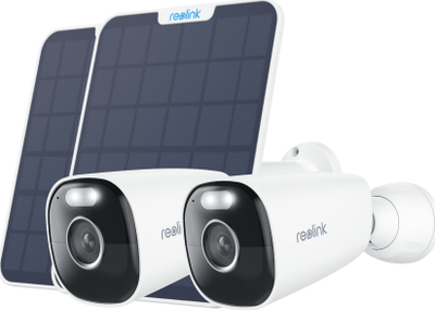 Set sigurie Reolink Argus B340, 2 kamera WiFi me bateri, 2 panele diellore, e bardhë