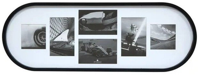 Kornizë murale Alice Pell-mell, për 6 foto, 25x70cm, e zezë
