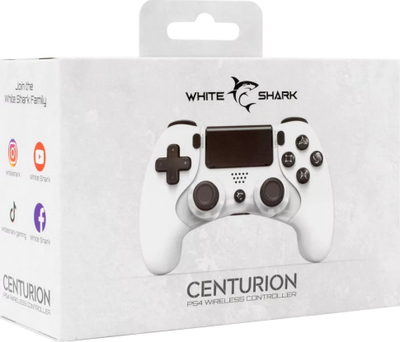 Kontroller White Shark Centurion, wireless / me kabllo, i bardhë