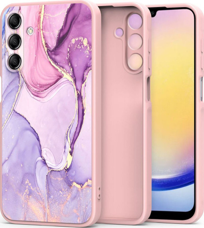 Maskë telefoni Tech-Protect Mood për Samsung Galaxy A25 5G, TPU, me dizajn mermeri rozë e vjollcë